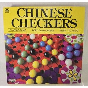 1989 Golden Classic Games Chinese Checkers 60 Glass Marble COMPLETE Game